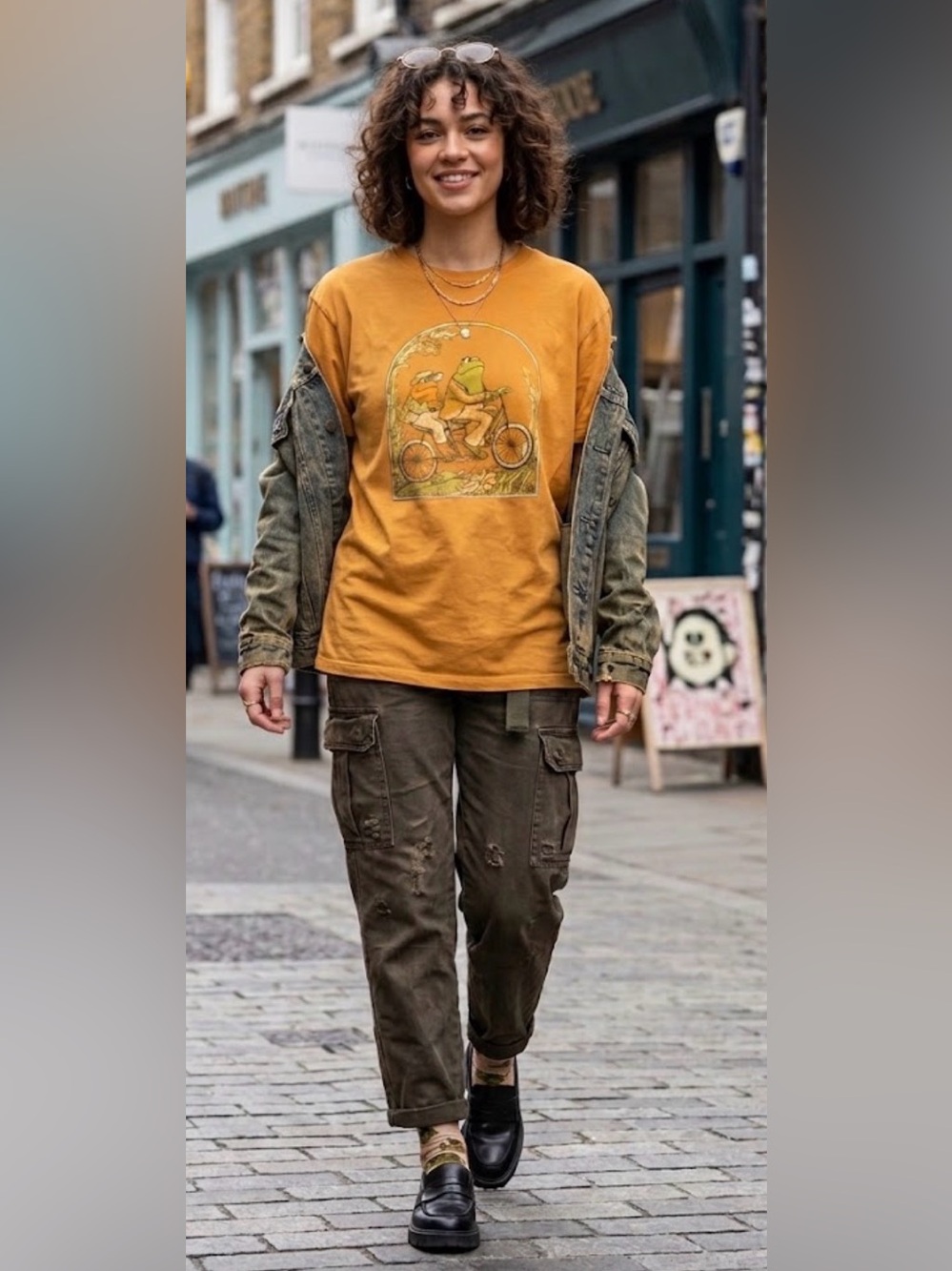 Frog and Toad shirt womens Orange Graphic Tee XL casual fall old money street